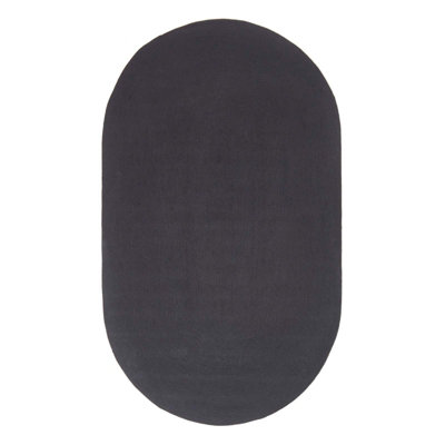 Homescapes Black Handmade Woven Braided Oval Rug, 110 x 170 cm