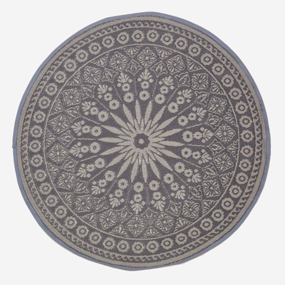 Homescapes Black Outdoor Rug with Mandala Pattern, 170 cm