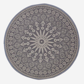 Homescapes Black Outdoor Rug with Mandala Pattern, 170 cm