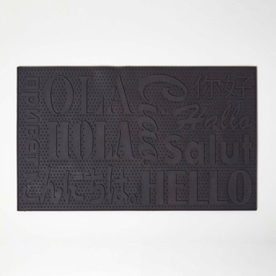 Homescapes Black PVC Welcome Door Mat