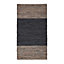 Homescapes Black Recycled Leather Handwoven Herringbone Rug, 90 x 150 cm