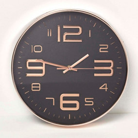 Homescapes Black & Rose Gold Wall Clock