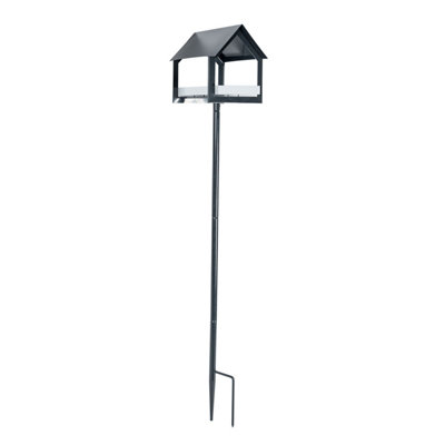 Homescapes Black Standalone Metal Bird Table, 1.3m Tall