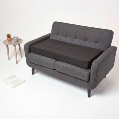 Homescapes Black Suede Orthopaedic Foam 2 Seater Booster Cushion