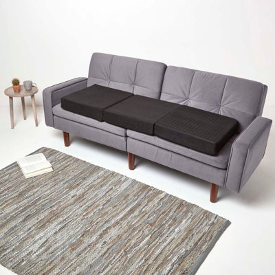 Homescapes Black Suede Orthopaedic Foam 3 Seater Booster Cushion