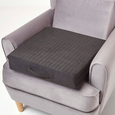 Black Suede Orthopaedic Foam Armchair Booster Cushion