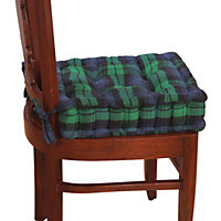 Homescapes Black Watch Tartan Cotton Dining Chair Booster Cushion