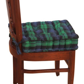 Homescapes Black Watch Tartan Cotton Dining Chair Booster Cushion