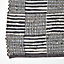 Homescapes Black & White Real Leather Handwoven Striped Block Check Rug, 90 x 150 cm