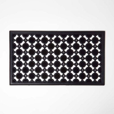 Homescapes Black Wrought Iron Effect Rubber Doormat 70 x 40 cm