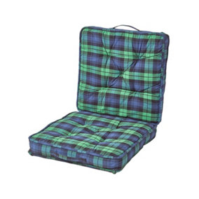 Homescapes Blackwatch Tartan Cotton Travel Support Booster Cushion