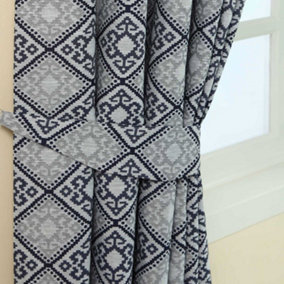 Homescapes Blue Aztec Jacquard Curtain Tie Back Pair
