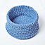 Homescapes Blue Cotton Knitted Round Storage Basket, 37 x 21cm