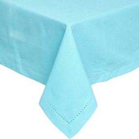 Homescapes Blue Cotton Square Tablecloth 137 x 137 cm