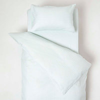 Homescapes Blue Cotton Stripe Cot Bed Duvet Cover Set 330 Thread Count