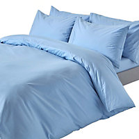 Homescapes Blue Egyptian Cotton Duvet Cover with Pillowcases 200 TC, Double