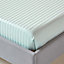 Homescapes Blue Egyptian Cotton Satin Stripe Flat Sheet 330 TC, Double