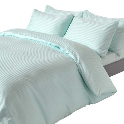 Homescapes Blue Egyptian Cotton Single Duvet Cover With One Pillowcase, 330 TC