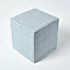 Homescapes Blue Gingham Check Cotton Cube Pouffe 36 x 36 x 38 cm