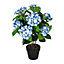 Homescapes Blue Hydrangea Bush Artificial Plant with Pot, 70 cm
