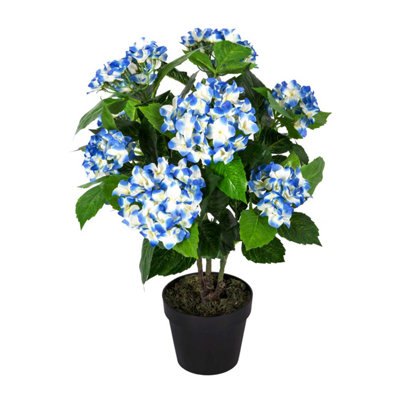 Homescapes Blue Hydrangea Bush Artificial Plant with Pot, 70 cm