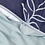 Homescapes Blue Leaf Digitally Printed Cotton Duvet Cover Set, King