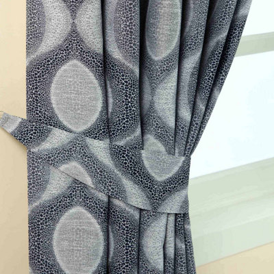 Homescapes Blue Modern Curve Jacquard Curtain Tie Back Pair