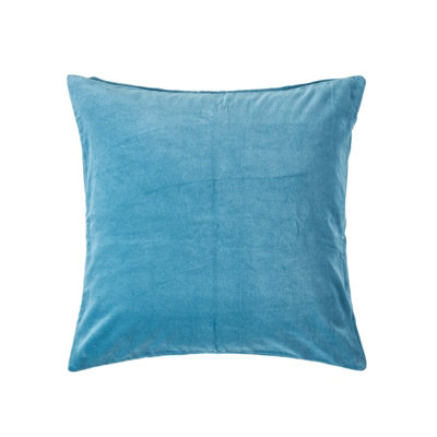 Homescapes Blue Velvet Cushion Cover, 60 x 60 cm DIY at B&Q