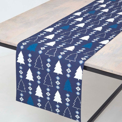 Homescapes Blue Winterland Christmas Table Runner 35 x 250 cm