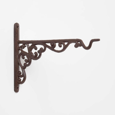 Homescapes Brown Cast Iron Large Hanging Basket Hook DIY at B&Q