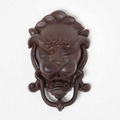 Homescapes Brown Cast Iron Lion Head Traditional Door Knocker