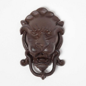 Homescapes Brown Cast Iron Lion Head Traditional Door Knocker