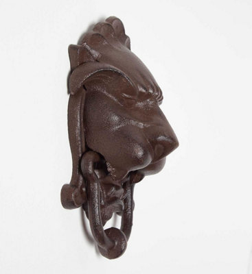 Homescapes Brown Cast Iron Lion Head Traditional Door Knocker