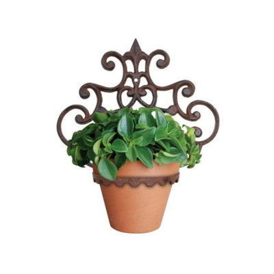 Homescapes Brown Cast Iron Parisian Style Single Flowerpot Holder