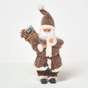 Homescapes Brown Light Up Santa Decoration 43 cm Tall