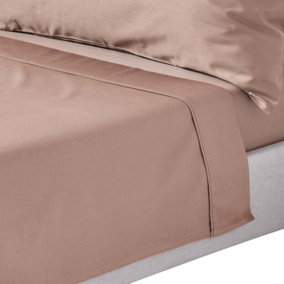 Homescapes Brown Organic Cotton Flat Sheet 400 Thread count, Super King