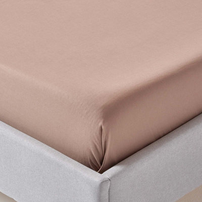 Homescapes Brown Organic Cotton Flat Sheet 400 Thread count, Super King