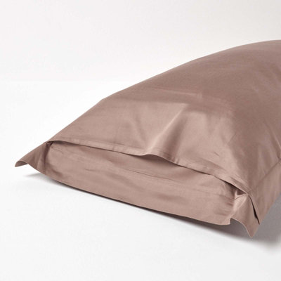 Homescapes Brown Organic Cotton Oxford Pillowcase 400 TC