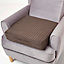 Homescapes Brown Quilted Faux Suede Armchair Booster Cushion Cover