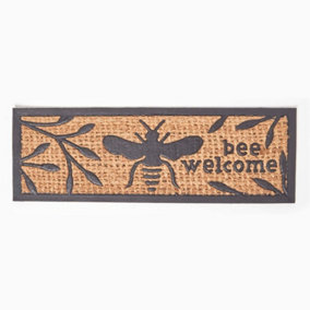 Homescapes Bumble Bee Rubber & Coir Doormat