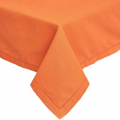 Homescapes Burnt Orange Cotton Square Tablecloth 137 x 137 cm