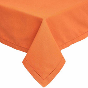 Homescapes Burnt Orange Cotton Tablecloth 137 x 178 cm