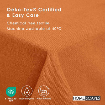 Homescapes Burnt Orange Cotton Tablecloth 137 x 228 cm