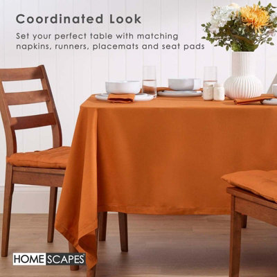 Homescapes Burnt Orange Cotton Tablecloth 137 x 228 cm