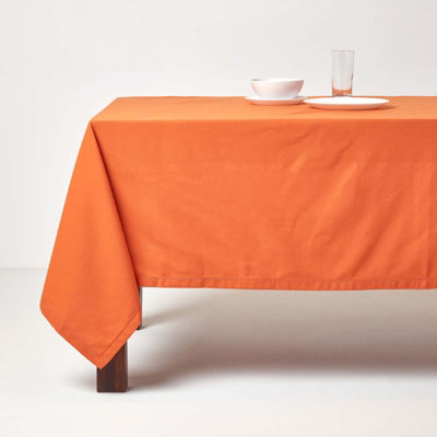 Homescapes Burnt Orange Cotton Tablecloth 178 x 300 cm