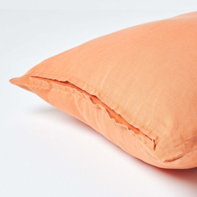 Homescapes Burnt Orange European Linen Pillowcase, 40 x 40 cm