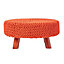 Homescapes Burnt Orange Large Round Cotton Knitted Footstool on Legs