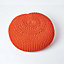 Homescapes Burnt Orange Large Round Cotton Knitted Pouffe Footstool