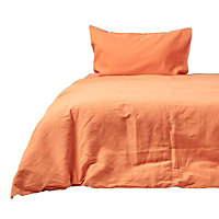 Homescapes Burnt Orange Linen Duvet Cover Set, Single