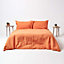 Homescapes Burnt Orange Linen Fitted Sheet, Small Double